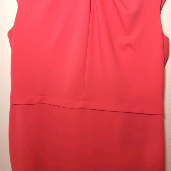 NWT Ivy + Blu Coral Pink Sheath Dress US 14 Ruched Neck Cap Sleeve Work/Cocktail - Picture 7 of 12